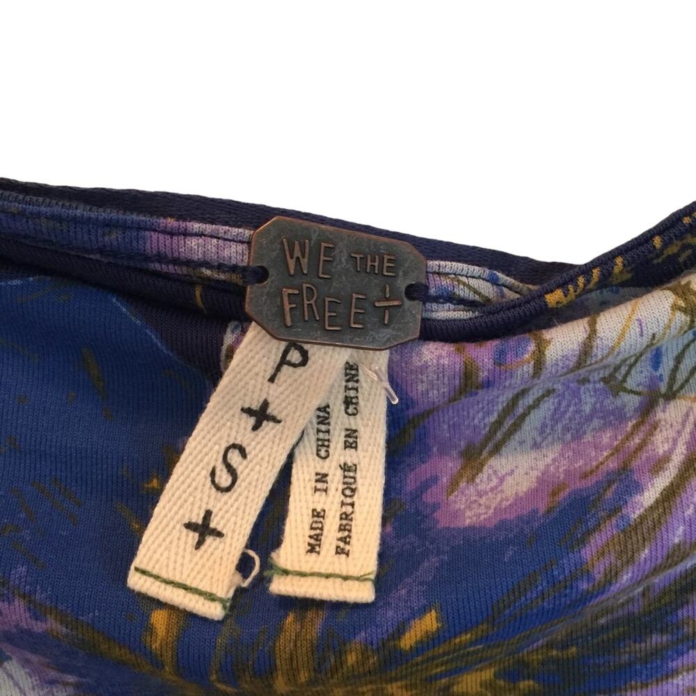 NWT Free People Navy Poppy Floral Off Shoulder Top Small - Picture 4 of 6